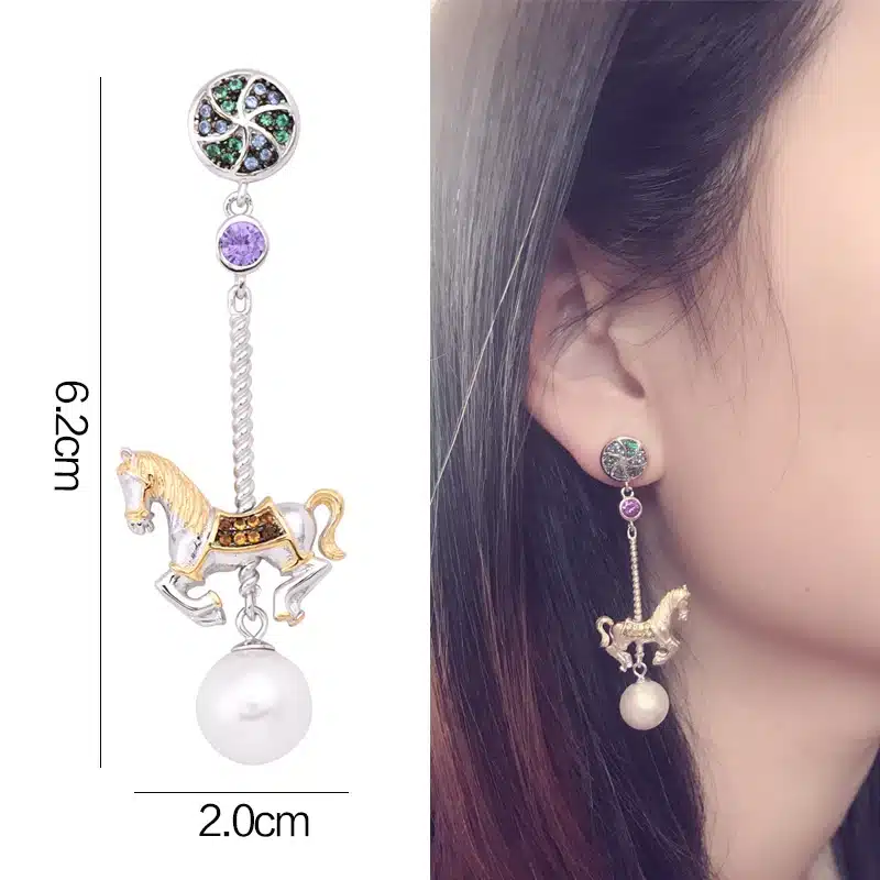 Designer 925 Sterling Silver Cubic Zircon Party Trojan HorseEarrings Party Bijoux Bridal Brincos Jewelry 9