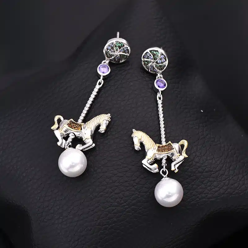 Designer 925 Sterling Silver Cubic Zircon Party Trojan HorseEarrings Party Bijoux Bridal Brincos Jewelry 14