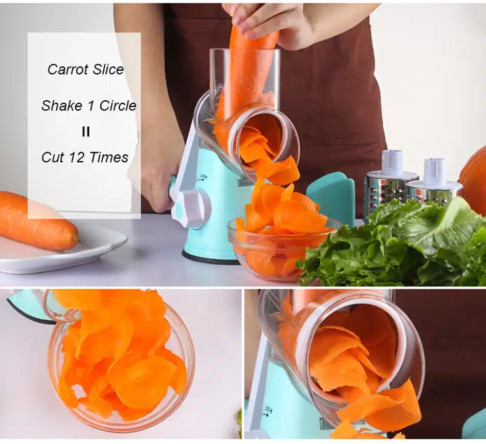 Round Mandoline Slicer Vegetable Cutter Manual Potato Julienne Carrot Slicer Cheese Grater Stainless Steel Blades Kitchen Tool 12