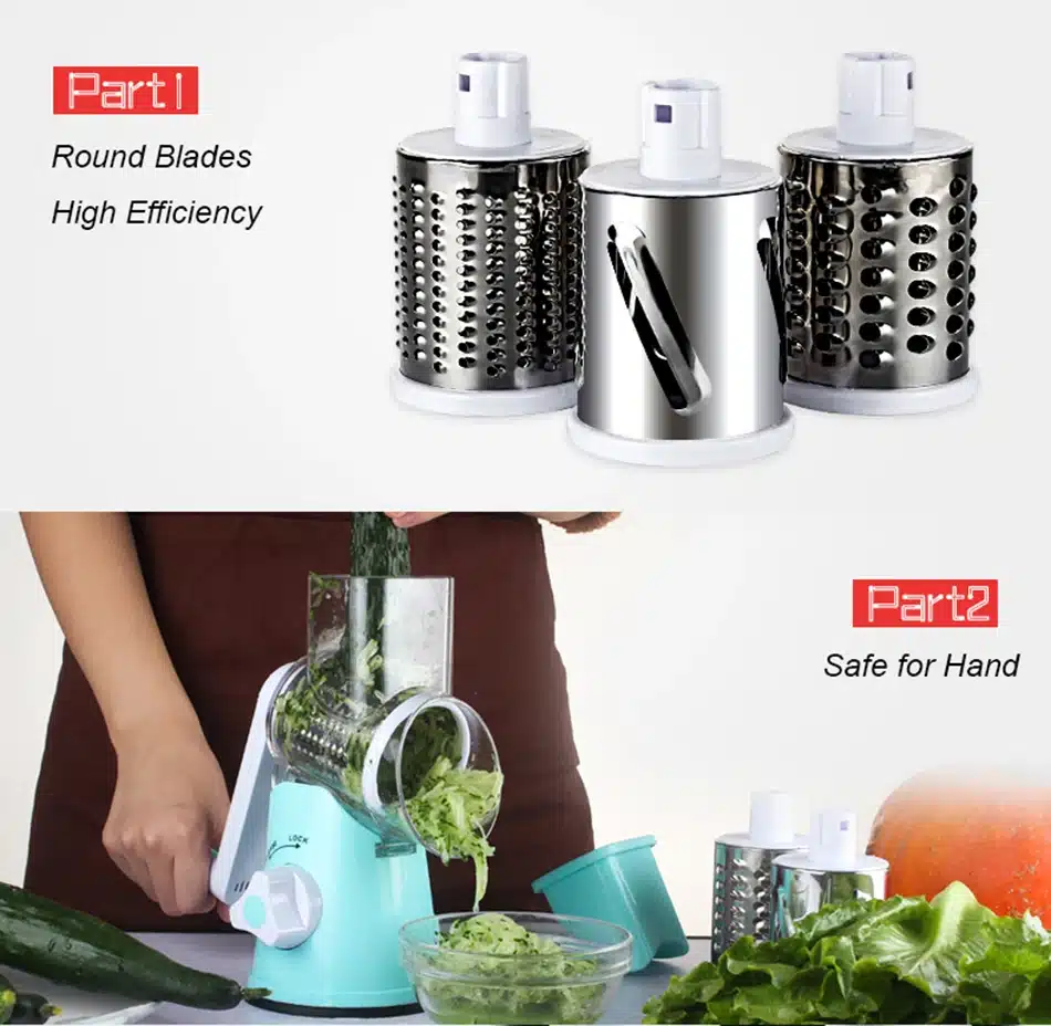 Round Mandoline Slicer Vegetable Cutter Manual Potato Julienne Carrot Slicer Cheese Grater Stainless Steel Blades Kitchen Tool 7