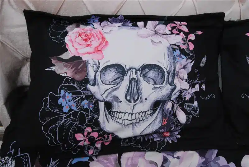 3D Skull Bedding sets Plaid Duvet Covers for King Size Bed Europe Style Sugar Skull Bedding Pink Flower Duvet Cover 10