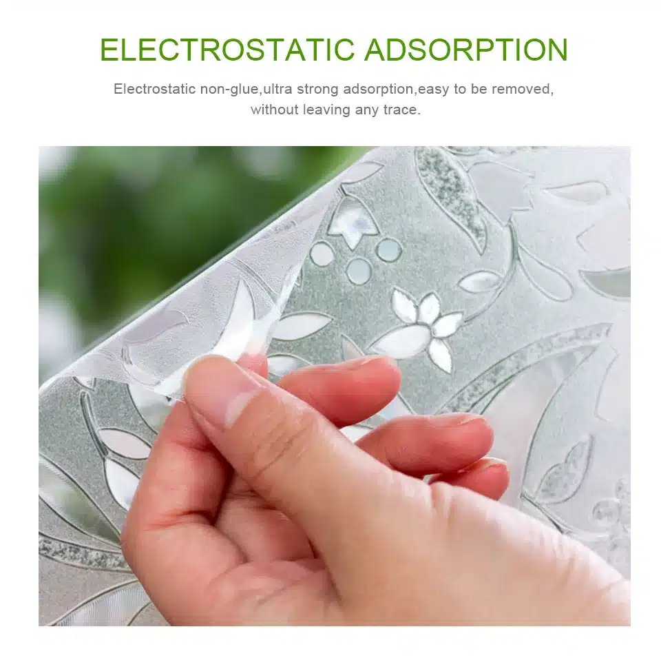 CottonColors Bedroom Bathroom PVC Window Privacy Films No-Glue 3D Static Flower Decoration Window Glass Sticker Size 60 x 200cm 12