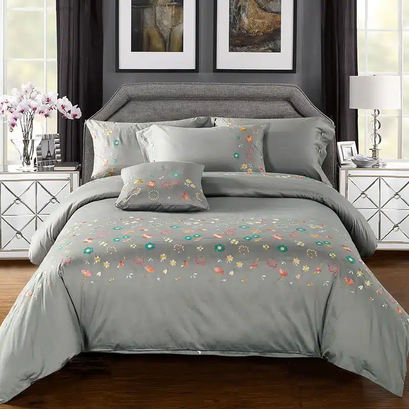 Luxury Tribute Silk Cotton Embroidery Luxury Bedding set Noble Palace Royal Bed set King Queen Size Duvet cover Bedsheet set 19