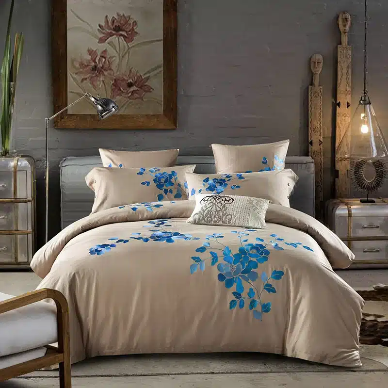 Luxury Tribute Silk Cotton Embroidery Luxury Bedding set Noble Palace Royal Bed set King Queen Size Duvet cover Bedsheet set 36