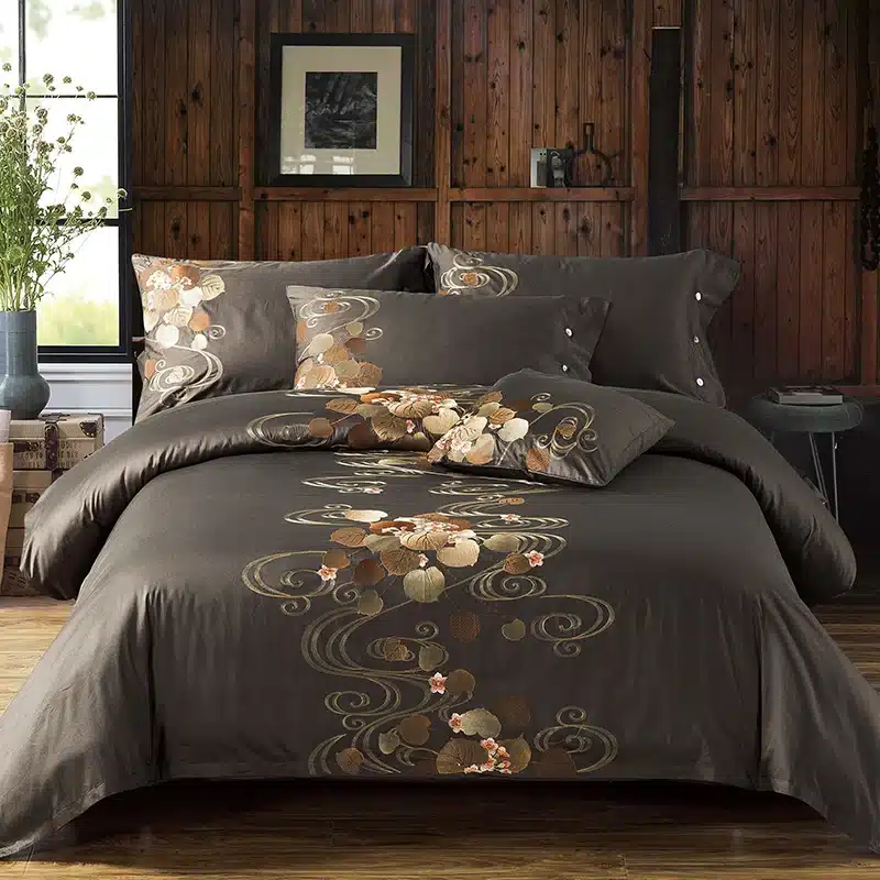 Luxury Tribute Silk Cotton Embroidery Luxury Bedding set Noble Palace Royal Bed set King Queen Size Duvet cover Bedsheet set 56