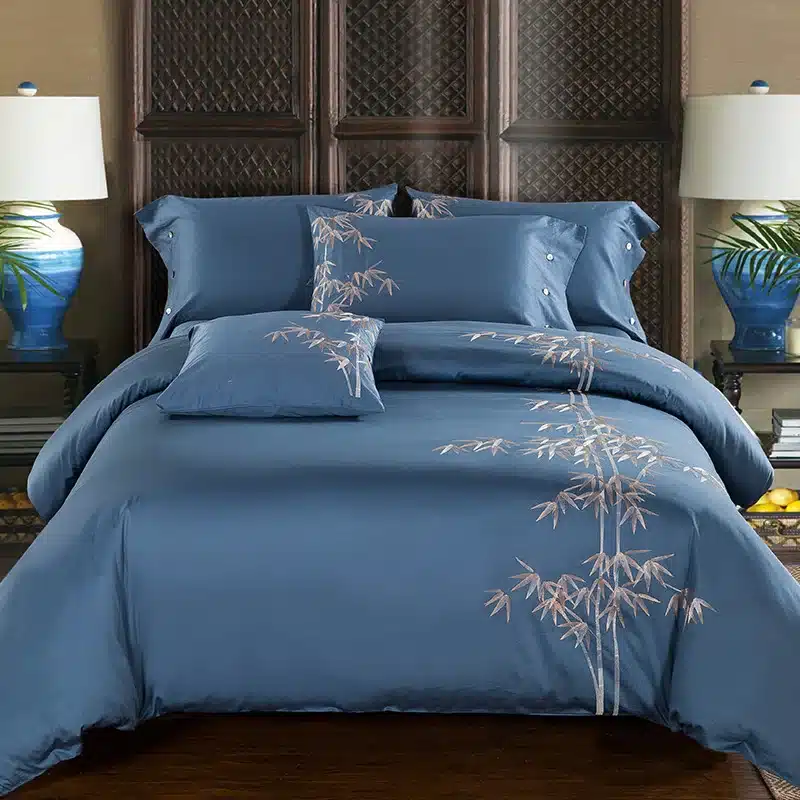 Luxury Tribute Silk Cotton Embroidery Luxury Bedding set Noble Palace Royal Bed set King Queen Size Duvet cover Bedsheet set 68