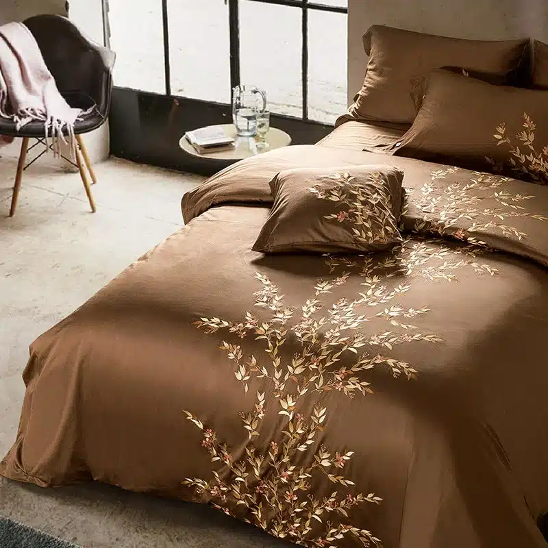 Luxury Tribute Silk Cotton Embroidery Luxury Bedding set Noble Palace Royal Bed set King Queen Size Duvet cover Bedsheet set 87