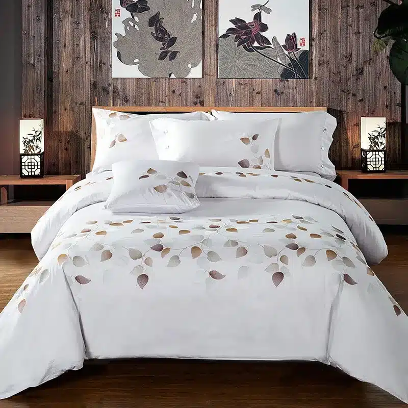 100% Egypt Cotton Coffee Bule Embroidery Luxury Oriental Bedding set King Queen size Bed set Duvet cover Bedsheet Pillowcases 22