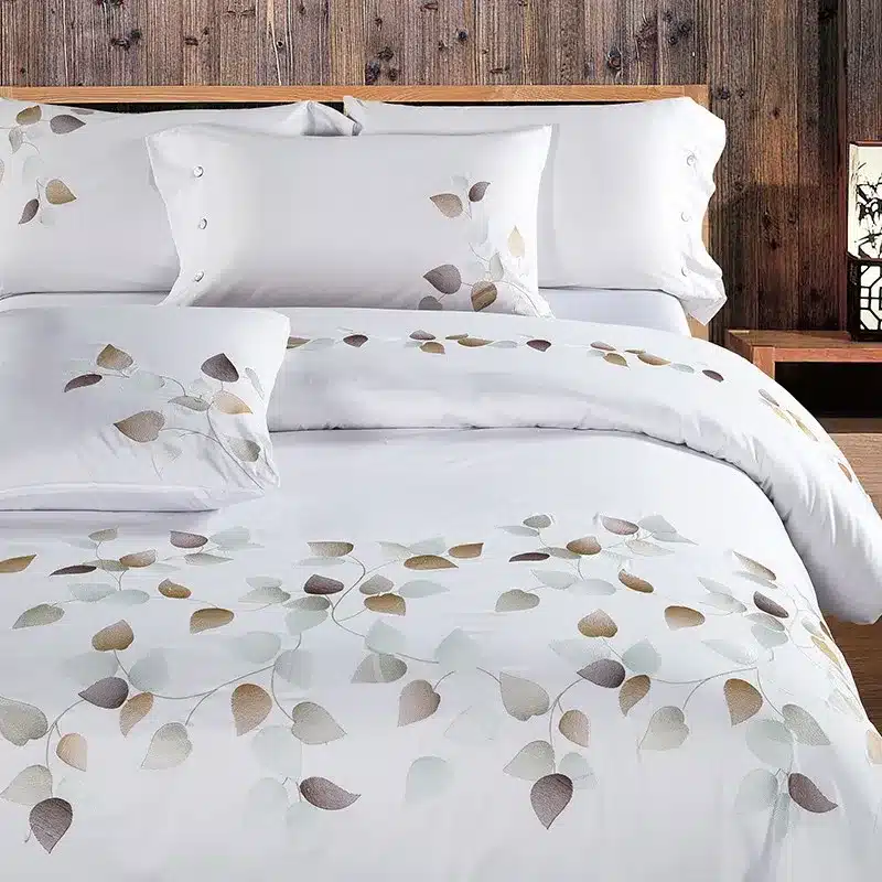 100% Egypt Cotton Coffee Bule Embroidery Luxury Oriental Bedding set King Queen size Bed set Duvet cover Bedsheet Pillowcases 23