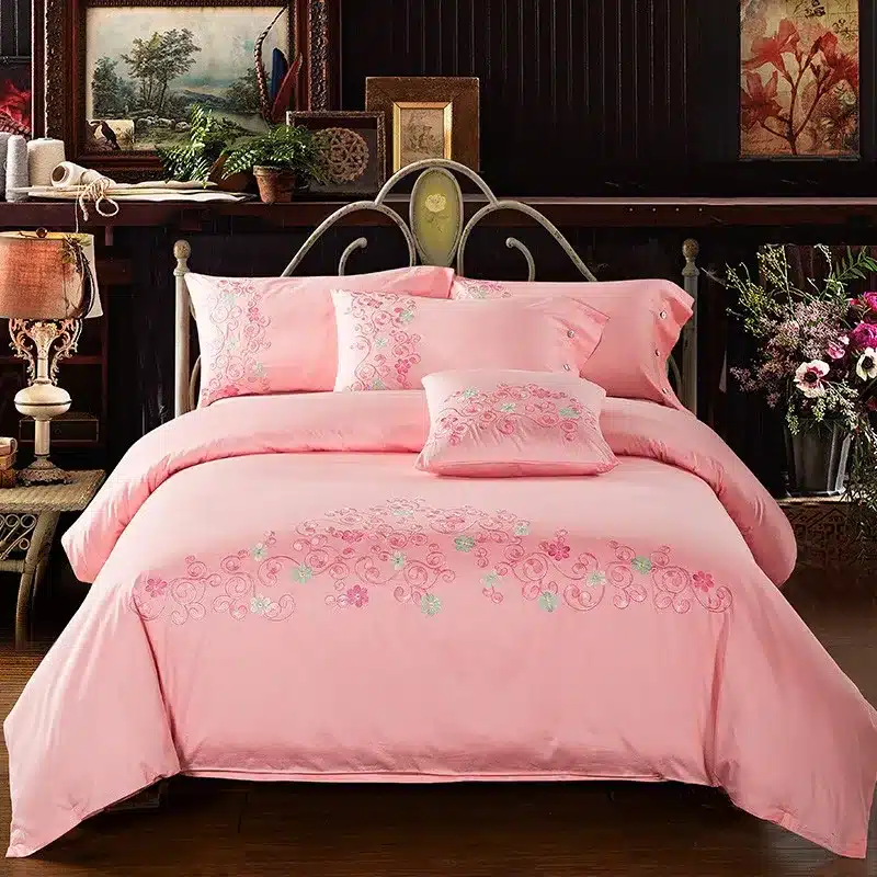 100% Egypt Cotton Coffee Bule Embroidery Luxury Oriental Bedding set King Queen size Bed set Duvet cover Bedsheet Pillowcases 28