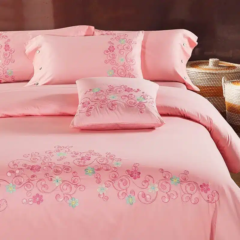 100% Egypt Cotton Coffee Bule Embroidery Luxury Oriental Bedding set King Queen size Bed set Duvet cover Bedsheet Pillowcases 29