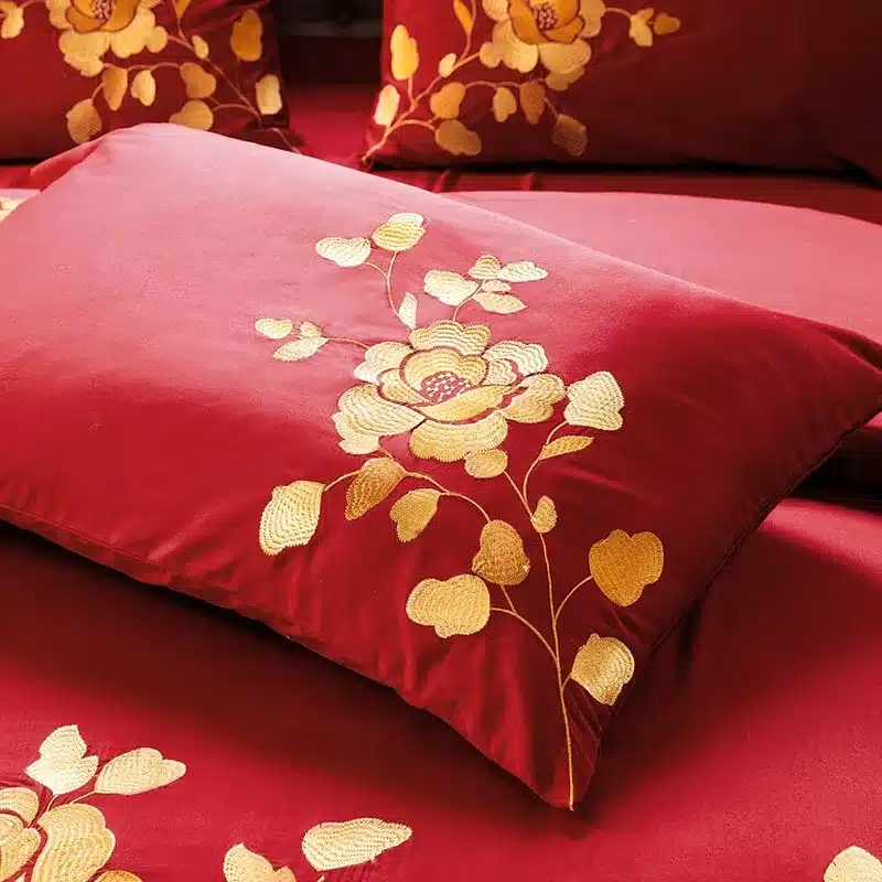 100% Egypt Cotton Coffee Bule Embroidery Luxury Oriental Bedding set King Queen size Bed set Duvet cover Bedsheet Pillowcases 36