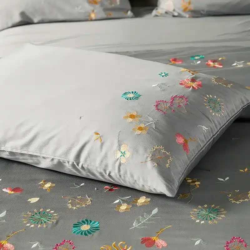 100% Egypt Cotton Coffee Bule Embroidery Luxury Oriental Bedding set King Queen size Bed set Duvet cover Bedsheet Pillowcases 48