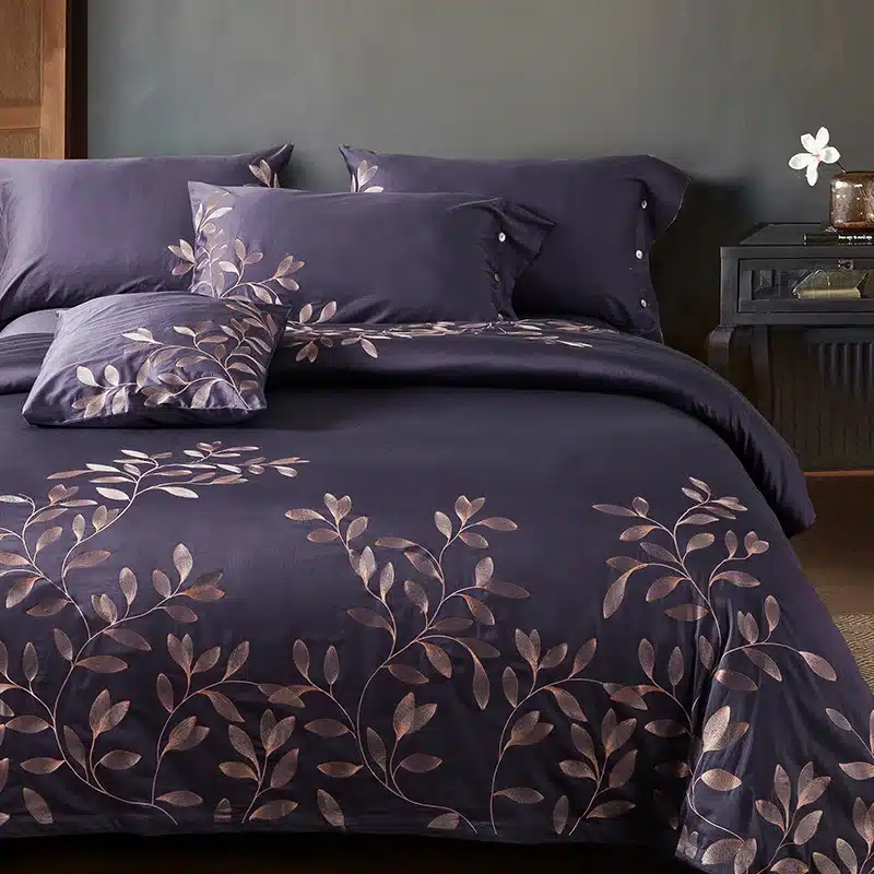100% Egypt Cotton Coffee Bule Embroidery Luxury Oriental Bedding set King Queen size Bed set Duvet cover Bedsheet Pillowcases 67