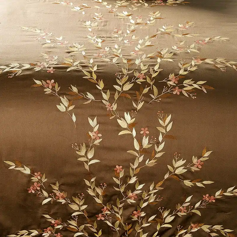 100% Egypt Cotton Coffee Bule Embroidery Luxury Oriental Bedding set King Queen size Bed set Duvet cover Bedsheet Pillowcases 86