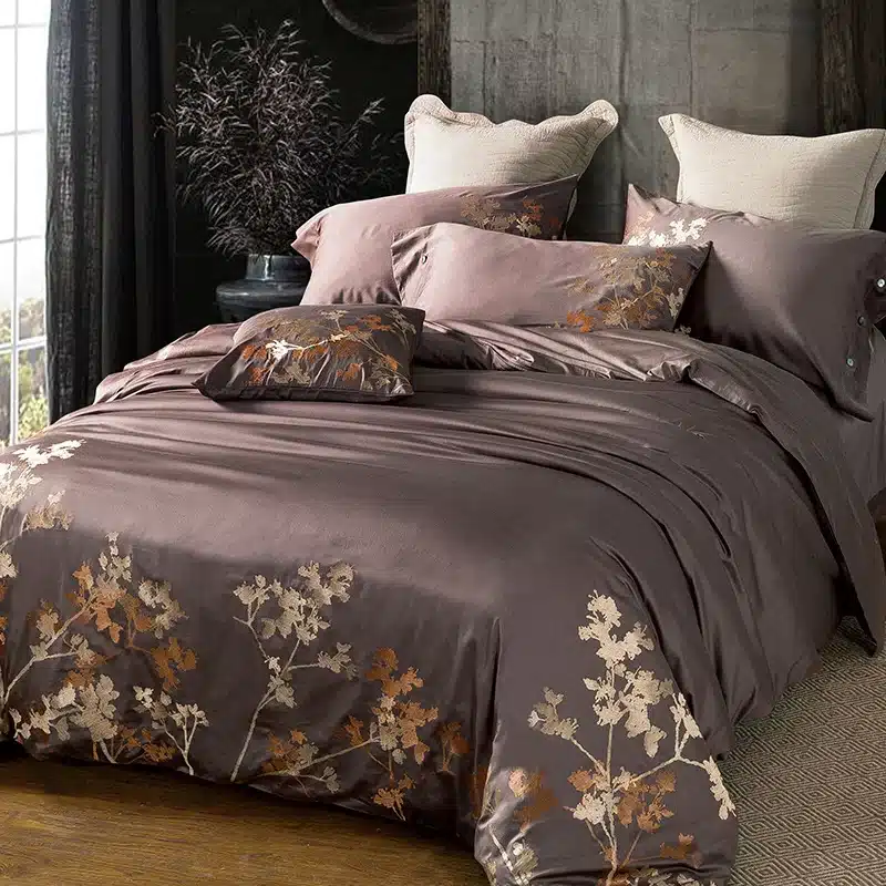 100% Egypt Cotton Coffee Bule Embroidery Luxury Oriental Bedding set King Queen size Bed set Duvet cover Bedsheet Pillowcases 101