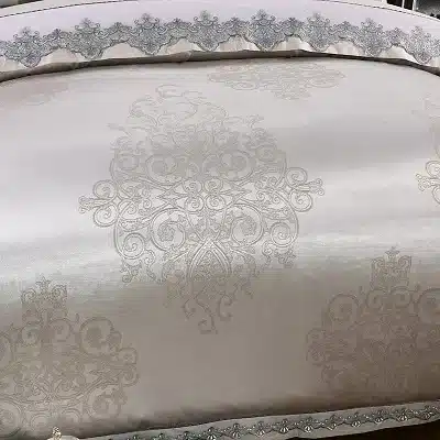 White Silver Color Jacquard Luxury Bedding sets 4/6 Pcs Queen/King size lace cotton Stain Bed set Bed linen Duvet cover pillow 23