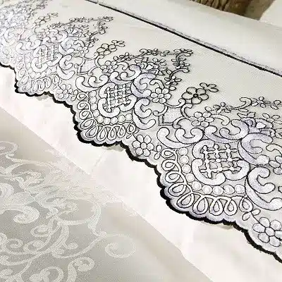 White Silver Color Jacquard Luxury Bedding sets 4/6 Pcs Queen/King size lace cotton Stain Bed set Bed linen Duvet cover pillow 30