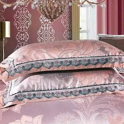White Silver Color Jacquard Luxury Bedding sets 4/6 Pcs Queen/King size lace cotton Stain Bed set Bed linen Duvet cover pillow 48