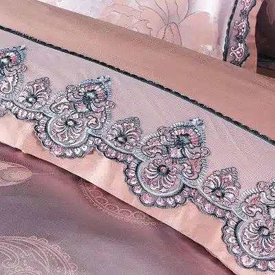 White Silver Color Jacquard Luxury Bedding sets 4/6 Pcs Queen/King size lace cotton Stain Bed set Bed linen Duvet cover pillow 51