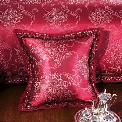 White Silver Color Jacquard Luxury Bedding sets 4/6 Pcs Queen/King size lace cotton Stain Bed set Bed linen Duvet cover pillow 54