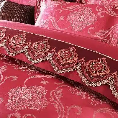 White Silver Color Jacquard Luxury Bedding sets 4/6 Pcs Queen/King size lace cotton Stain Bed set Bed linen Duvet cover pillow 56