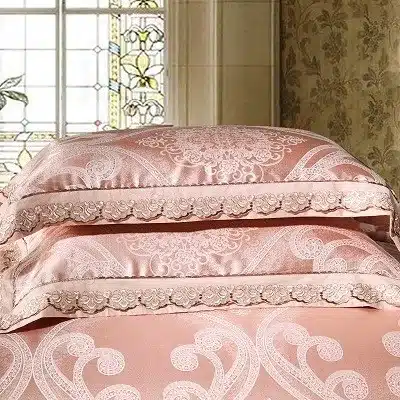 White Silver Color Jacquard Luxury Bedding sets 4/6 Pcs Queen/King size lace cotton Stain Bed set Bed linen Duvet cover pillow 71