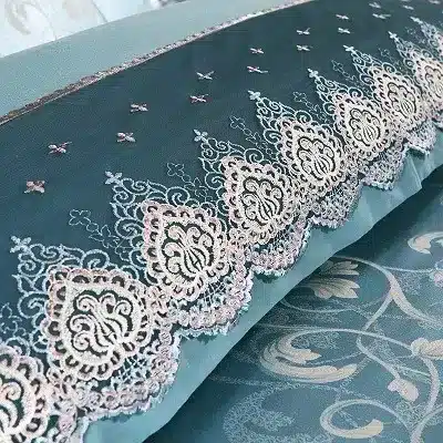 White Silver Color Jacquard Luxury Bedding sets 4/6 Pcs Queen/King size lace cotton Stain Bed set Bed linen Duvet cover pillow 74