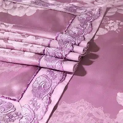 White Silver Color Jacquard Luxury Bedding sets 4/6 Pcs Queen/King size lace cotton Stain Bed set Bed linen Duvet cover pillow 90