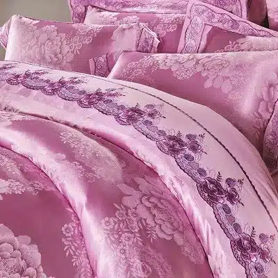 White Silver Color Jacquard Luxury Bedding sets 4/6 Pcs Queen/King size lace cotton Stain Bed set Bed linen Duvet cover pillow 92