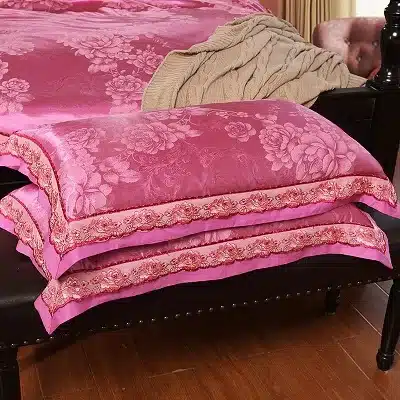 White Silver Color Jacquard Luxury Bedding sets 4/6 Pcs Queen/King size lace cotton Stain Bed set Bed linen Duvet cover pillow 101