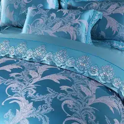 White Silver Color Jacquard Luxury Bedding sets 4/6 Pcs Queen/King size lace cotton Stain Bed set Bed linen Duvet cover pillow 108