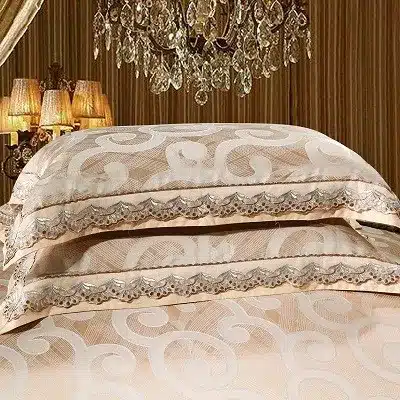 White Silver Color Jacquard Luxury Bedding sets 4/6 Pcs Queen/King size lace cotton Stain Bed set Bed linen Duvet cover pillow 140