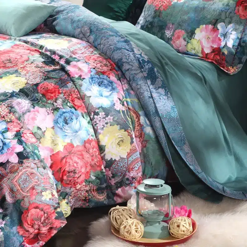 100% cotton bule jacquard floral luxury bedding sets queen king size duvet cover bed sheet set,bed set bed linen pillowcase 16