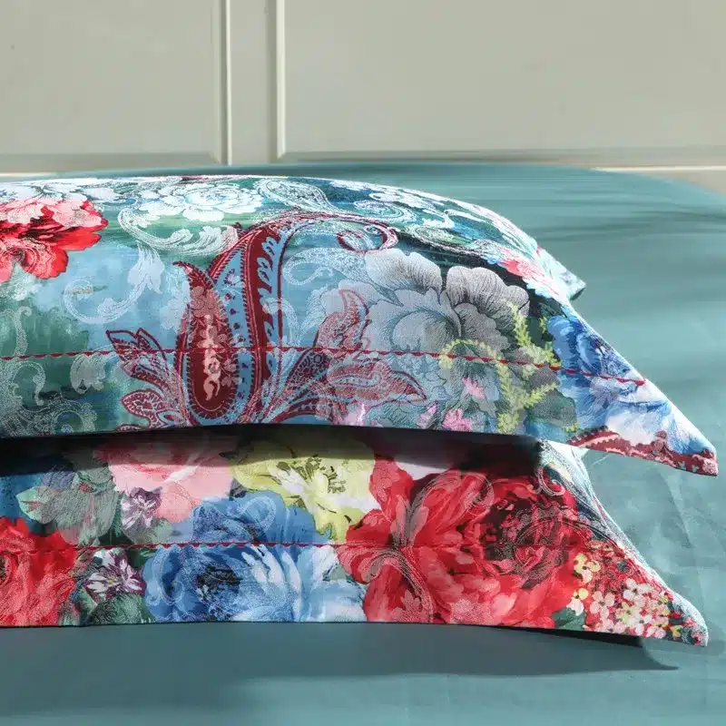 100% cotton bule jacquard floral luxury bedding sets queen king size duvet cover bed sheet set,bed set bed linen pillowcase 17