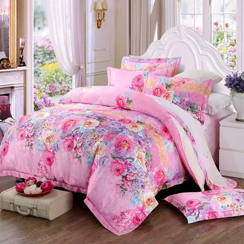 100% cotton bule jacquard floral luxury bedding sets queen king size duvet cover bed sheet set,bed set bed linen pillowcase 21