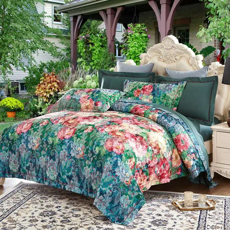 100% cotton bule jacquard floral luxury bedding sets queen king size duvet cover bed sheet set,bed set bed linen pillowcase 30