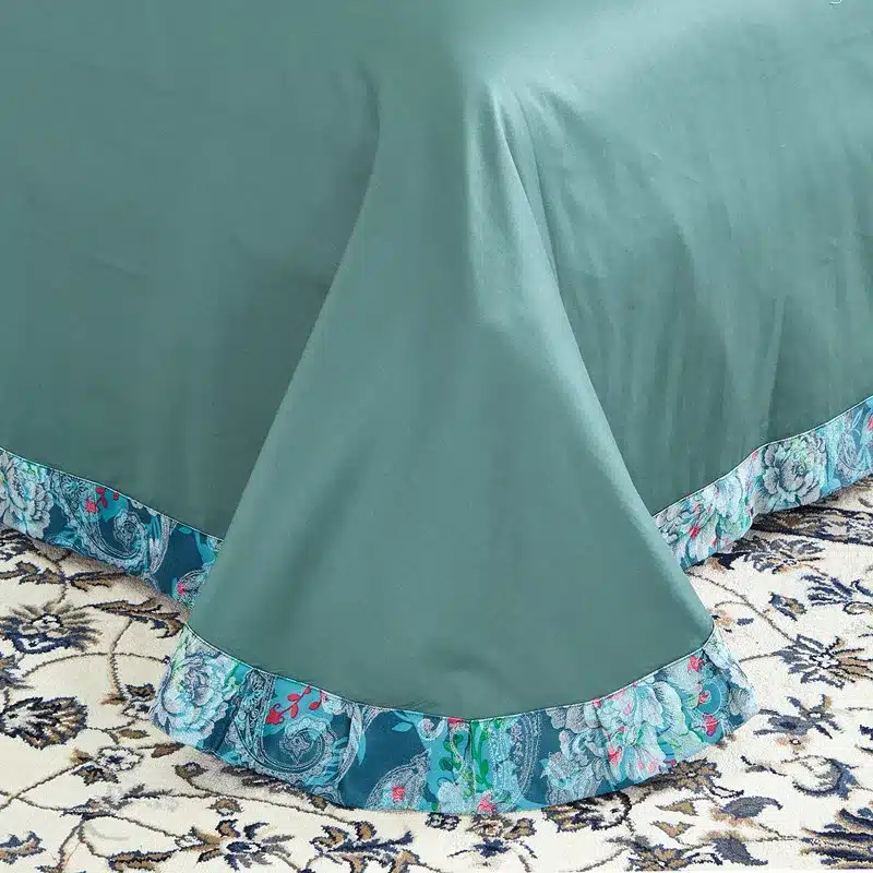 100% cotton bule jacquard floral luxury bedding sets queen king size duvet cover bed sheet set,bed set bed linen pillowcase 34