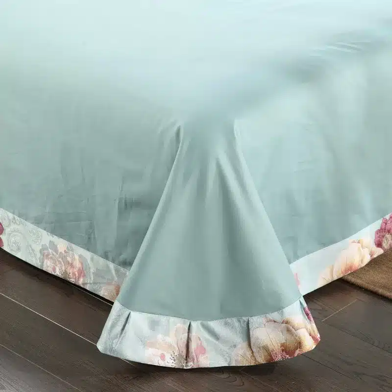 100% cotton bule jacquard floral luxury bedding sets queen king size duvet cover bed sheet set,bed set bed linen pillowcase 40