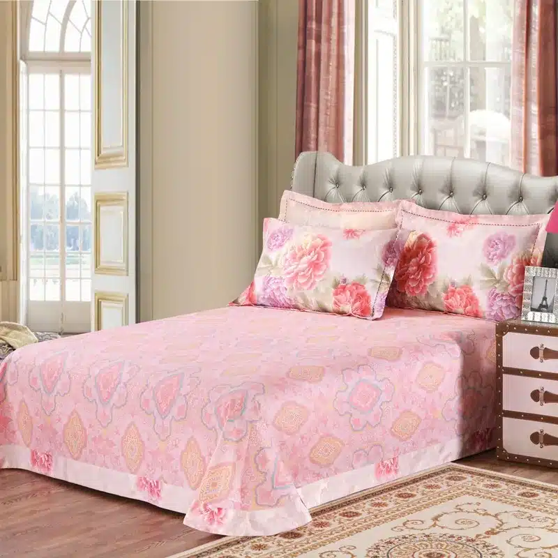100% cotton bule jacquard floral luxury bedding sets queen king size duvet cover bed sheet set,bed set bed linen pillowcase 44