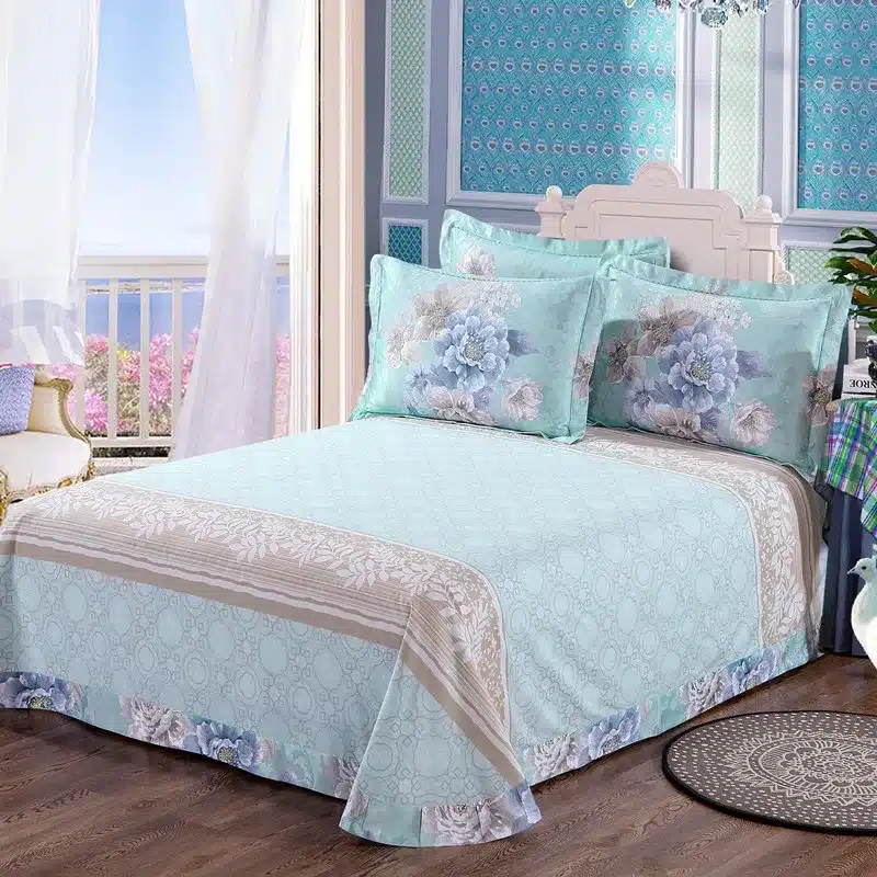 100% cotton bule jacquard floral luxury bedding sets queen king size duvet cover bed sheet set,bed set bed linen pillowcase 48