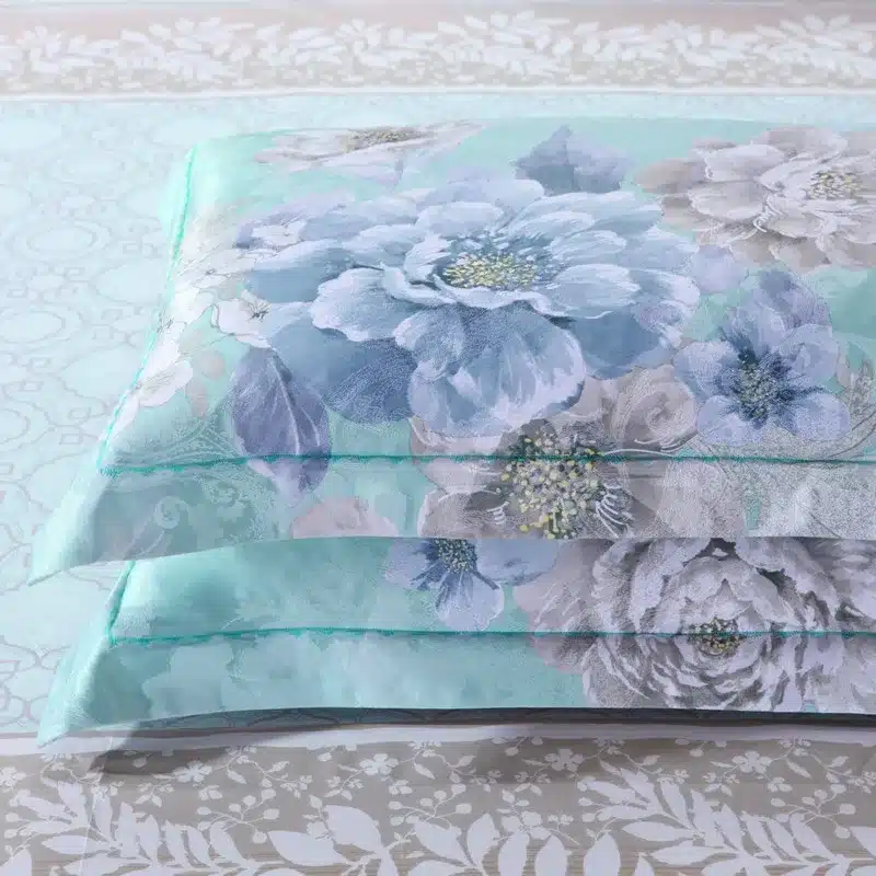 100% cotton bule jacquard floral luxury bedding sets queen king size duvet cover bed sheet set,bed set bed linen pillowcase 49