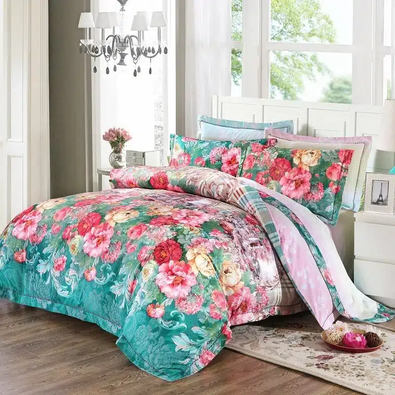 100% cotton bule jacquard floral luxury bedding sets queen king size duvet cover bed sheet set,bed set bed linen pillowcase 55