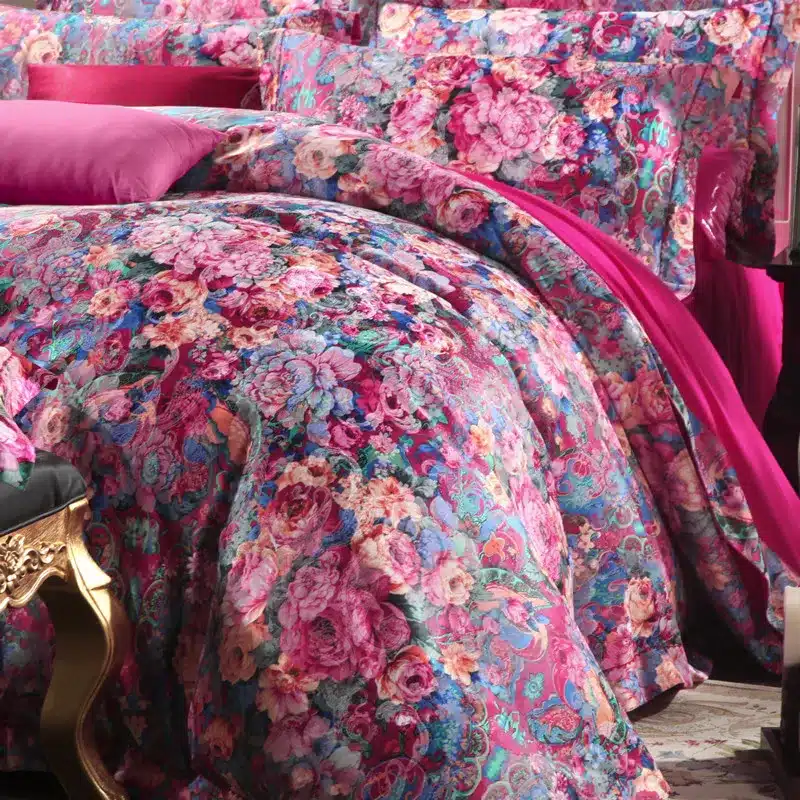 100% cotton bule jacquard floral luxury bedding sets queen king size duvet cover bed sheet set,bed set bed linen pillowcase 81