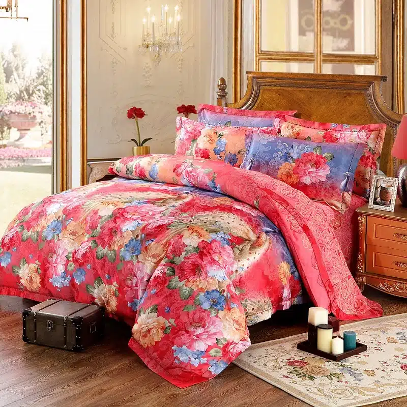 100% cotton bule jacquard floral luxury bedding sets queen king size duvet cover bed sheet set,bed set bed linen pillowcase 85