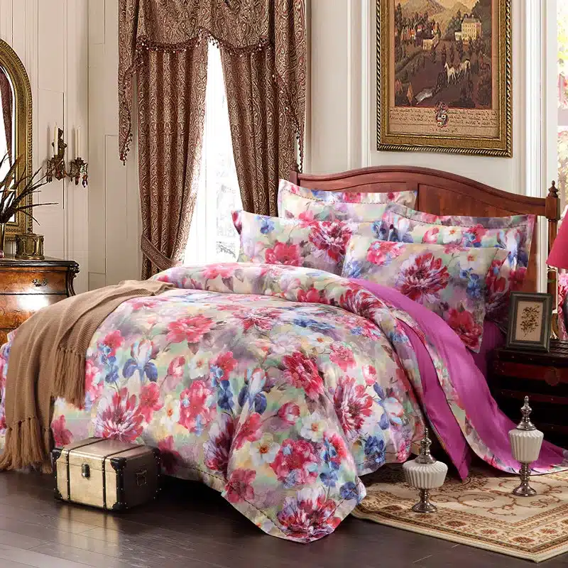 100% cotton bule jacquard floral luxury bedding sets queen king size duvet cover bed sheet set,bed set bed linen pillowcase 102