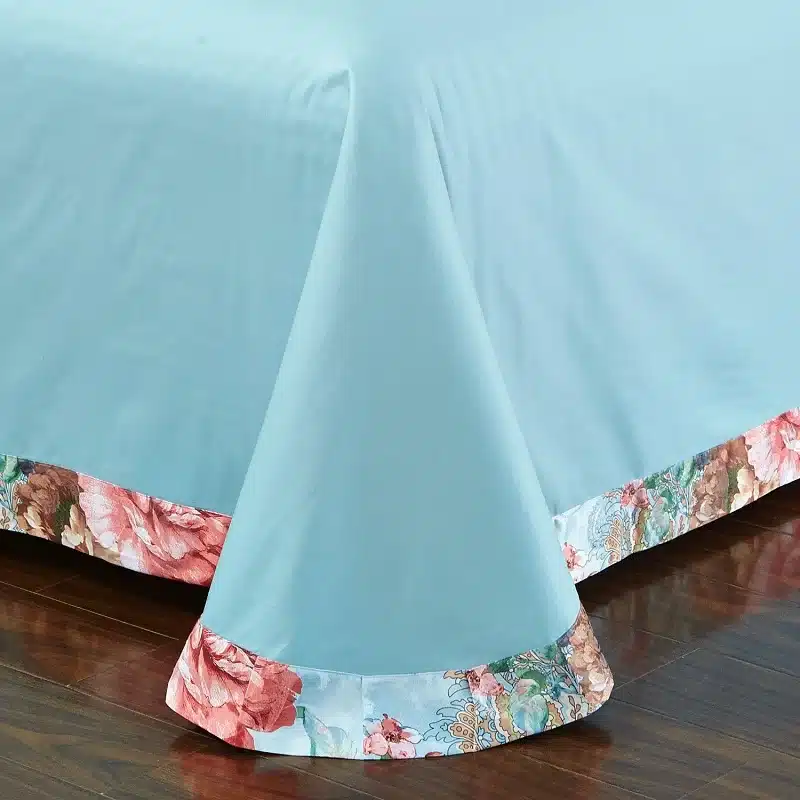 100% cotton bule jacquard floral luxury bedding sets queen king size duvet cover bed sheet set,bed set bed linen pillowcase 116