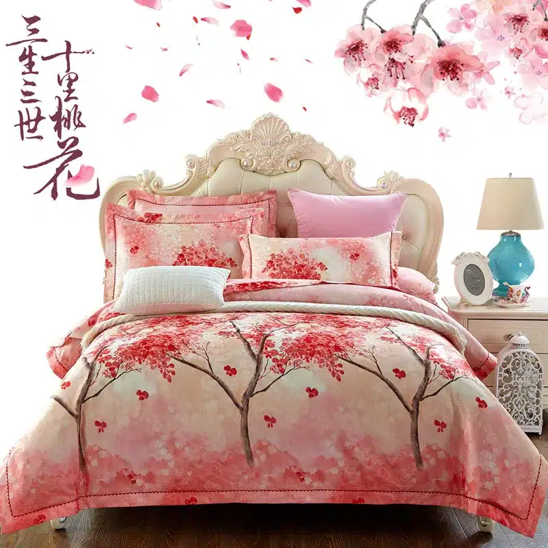 100% cotton bule jacquard floral luxury bedding sets queen king size duvet cover bed sheet set,bed set bed linen pillowcase 120