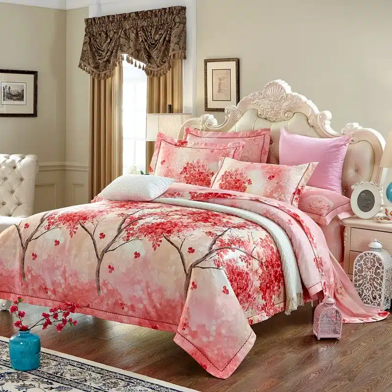 100% cotton bule jacquard floral luxury bedding sets queen king size duvet cover bed sheet set,bed set bed linen pillowcase 121