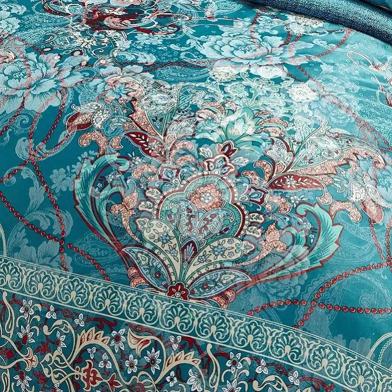 100% cotton bule jacquard floral luxury bedding sets queen king size duvet cover bed sheet set,bed set bed linen pillowcase 130
